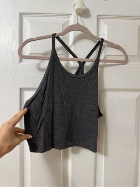 PacSun Charcoal Gray Ribbed Cropped Tank